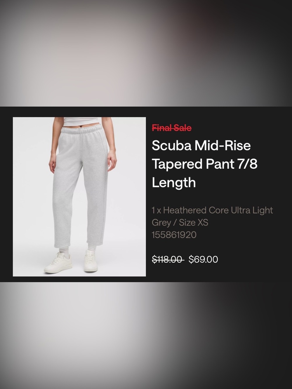 Lululemon Scuba Mid Rise Tapered Pant 7/8 Length Sz XS